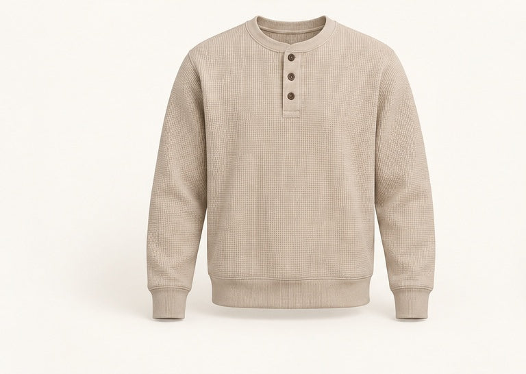 Waffle Henley Sweatshirt — Modhie Sports MS-04C